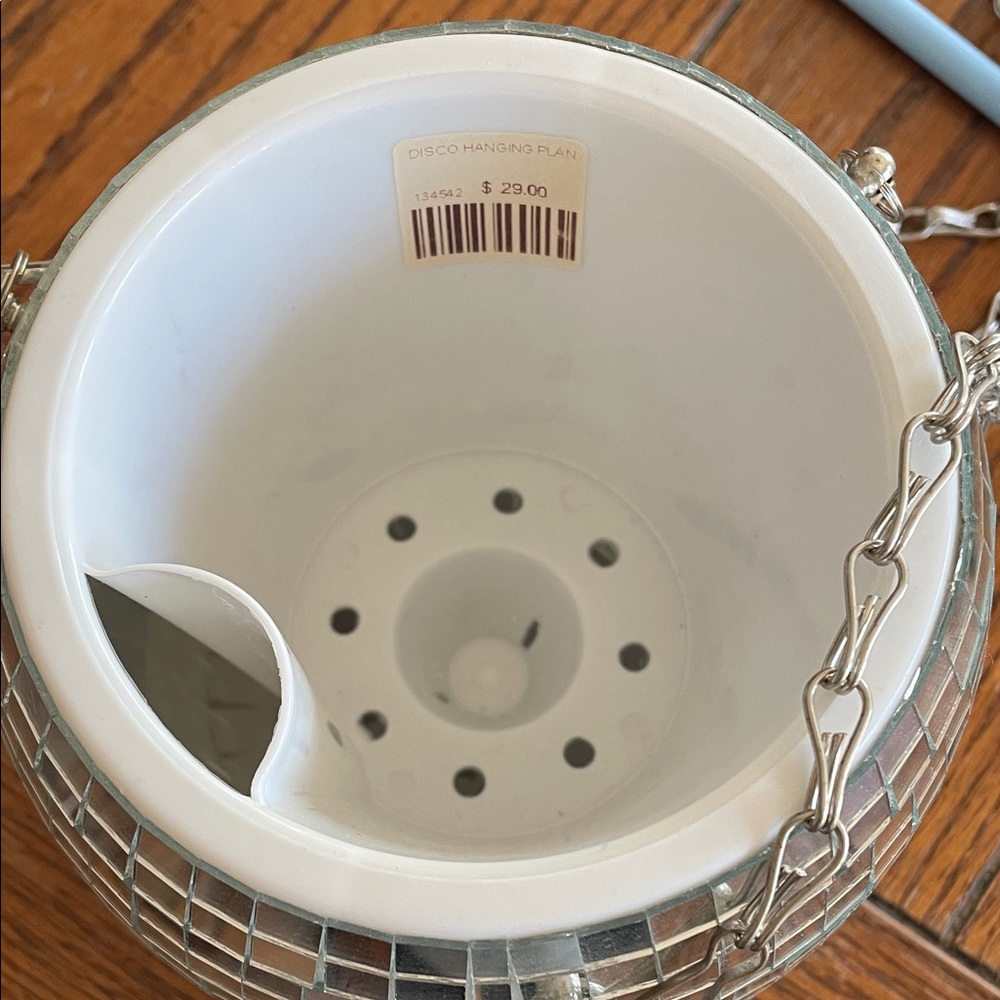 Disco Ball Silver Hanging Planter NWT - Picture 4 of 7
